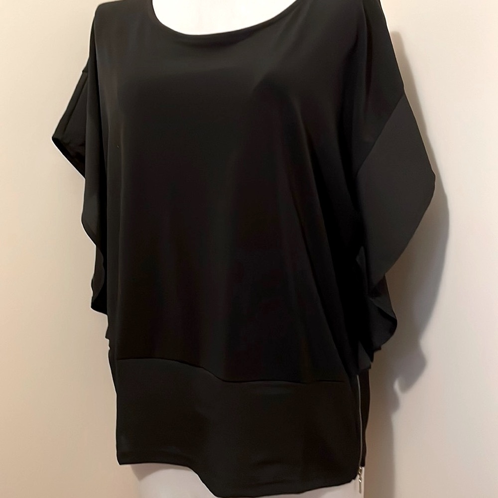 Chicos Black Dressy Blouse with zippers